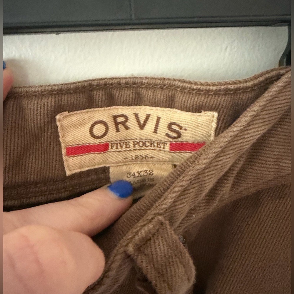 Orvis 1856 Stretch Twill 5 Pocket Pants Mens 34x32 Brown Outdoor Casual - Picture 4 of 5